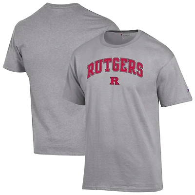 Men's Champion  Heather Gray Rutgers Scarlet Knights Arch Over Logo T-Shirt