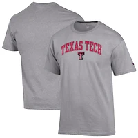 Men's Champion  Heather Gray Texas Tech Red Raiders Arch Over Logo T-Shirt