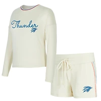 Women's Concepts Sport Cream Oklahoma City Thunder Kaki Hacci Knit Long Sleeve Top & Shorts Set