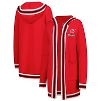 Women's Gameday Couture  Red Wisconsin Badgers Tri-Blend Rounded Stripe Cardigan