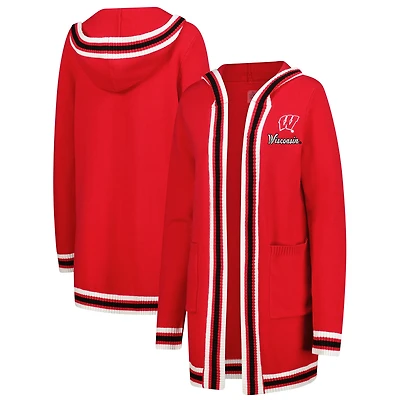 Women's Gameday Couture Red Wisconsin Badgers Tri-Blend Rounded Stripe Cardigan