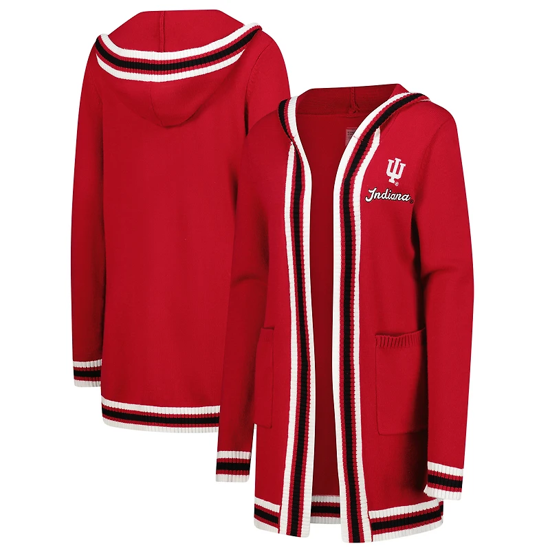 Women's Gameday Couture  Crimson Indiana Hoosiers Tri-Blend Rounded Stripe Cardigan