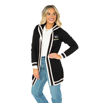 Women's Gameday Couture  Black Missouri Tigers Tri-Blend Rounded Stripe Cardigan