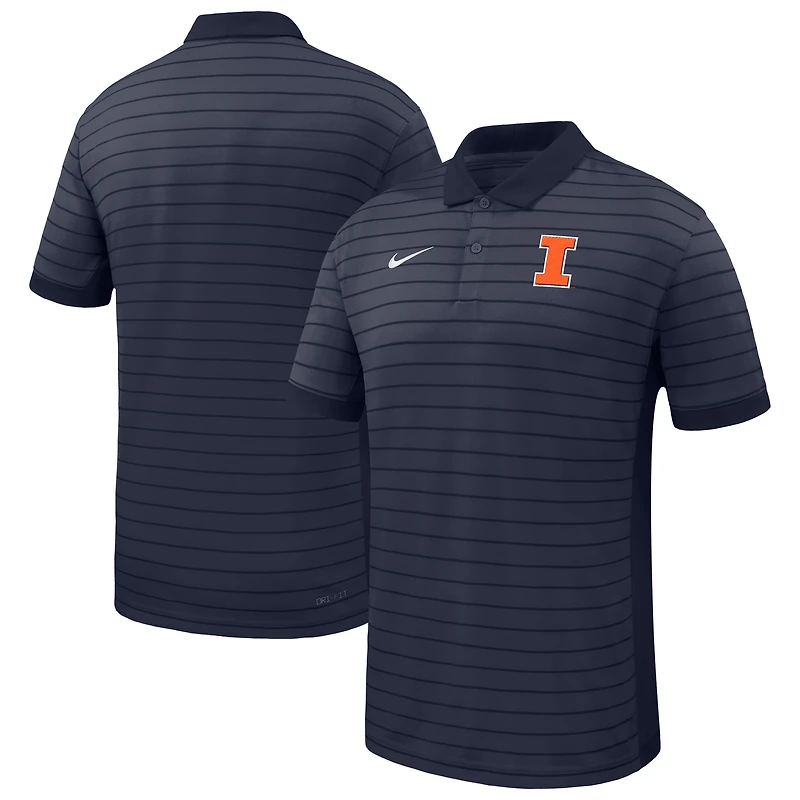 Men's Nike Navy Illinois Fighting Illini 2025 Early Season Coaches Sideline Victory Stripe Performance Polo