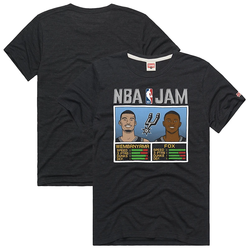 Men's Homage Victor Wembanyama & De'Aaron Fox Charcoal San Antonio Spurs NBA Jam Tri-Blend T-Shirt