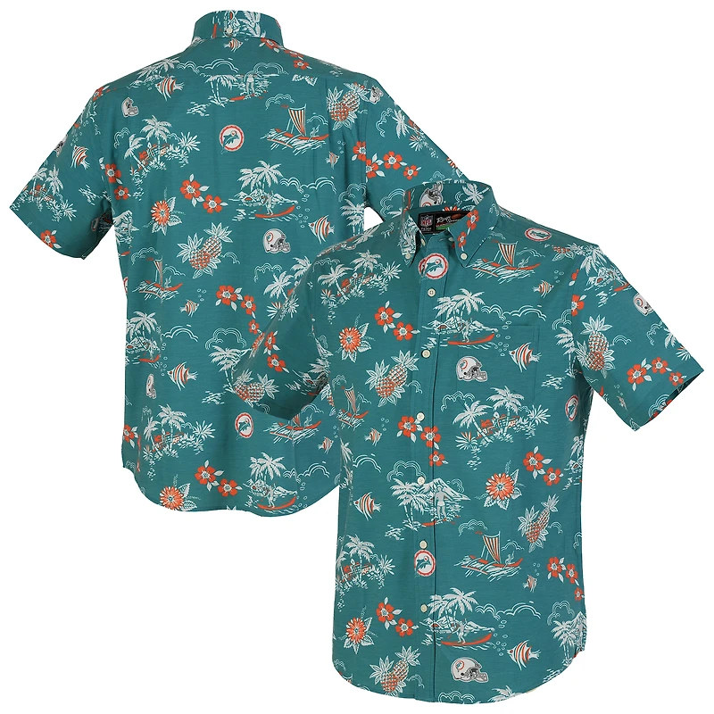 Men's Reyn Spooner Aqua Miami Dolphins Throwback Kekai Performance Button-Down Shirt