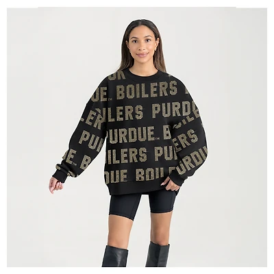Women's Gameday Couture  Black Purdue Boilermakers Hype Era Sweatshirt