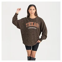 Women's Gameday Couture Brown Texas Longhorns Leopard Oversized Sweatshirt