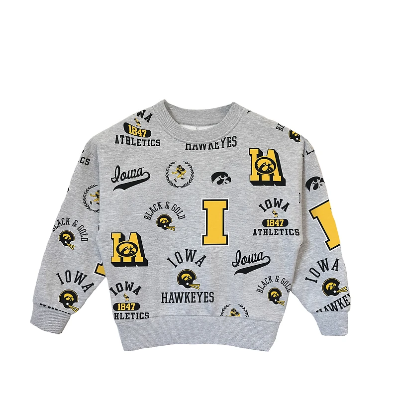 Girls Youth Gameday Couture Heather Gray Iowa Hawkeyes Always On Repeat Pullover Sweatshirt