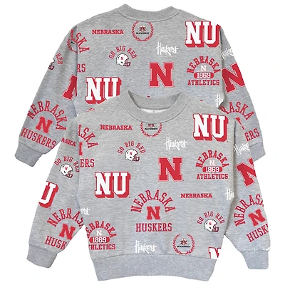 Women's Gameday Couture  Gray Nebraska Huskers Always On Repeat Pullover Sweatshirt