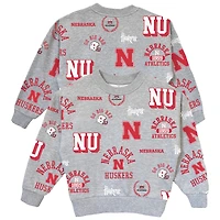 Women's Gameday Couture  Gray Nebraska Huskers Always On Repeat Pullover Sweatshirt