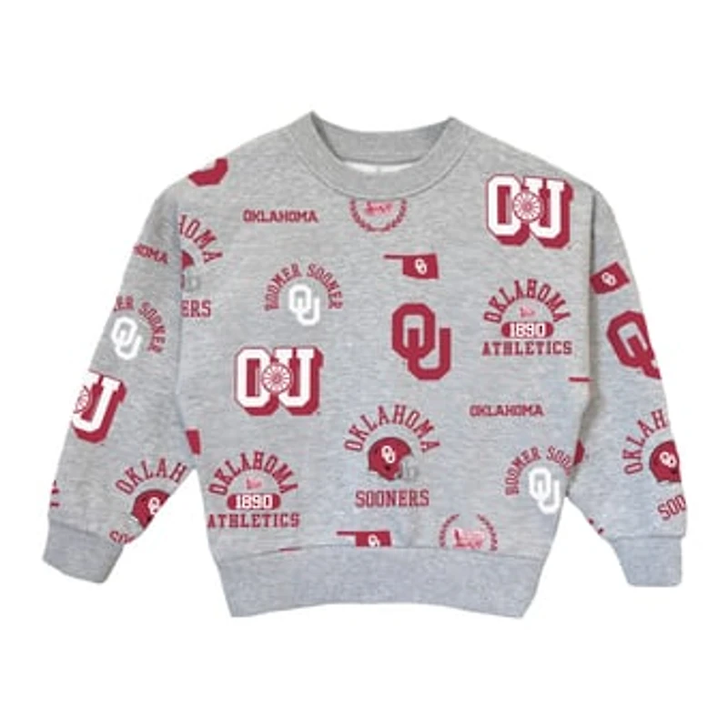 Girls Youth Gameday Couture  Heather Gray Oklahoma Sooners Always On Repeat Pullover Sweatshirt