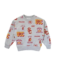 Girls Youth Gameday Couture  Heather Gray USC Trojans Always On Repeat Pullover Sweatshirt