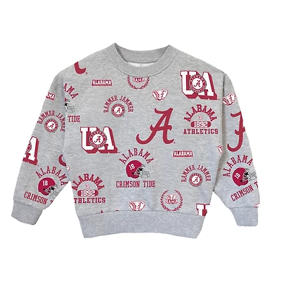 Girls Youth Gameday Couture  Heather Gray Alabama Crimson Tide Always On Repeat Pullover Sweatshirt