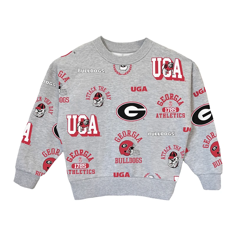 Girls Youth Gameday Couture Heather Gray Georgia Bulldogs Always On Repeat Pullover Sweatshirt