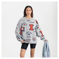 Women's Gameday Couture Gray Illinois Fighting Illini Always on Repeat Fleece Sweatshirt