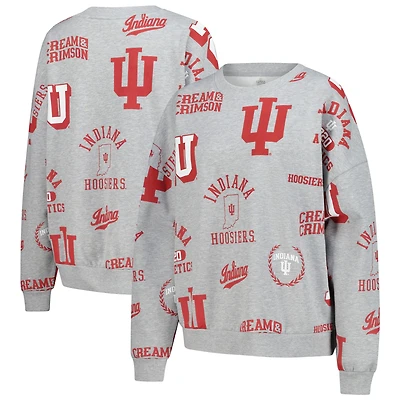 Women's Gameday Couture Heather Gray Indiana Hoosiers Always on Repeat Fleece Sweatshirt