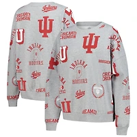 Women's Gameday Couture Heather Gray Indiana Hoosiers Always on Repeat Fleece Sweatshirt