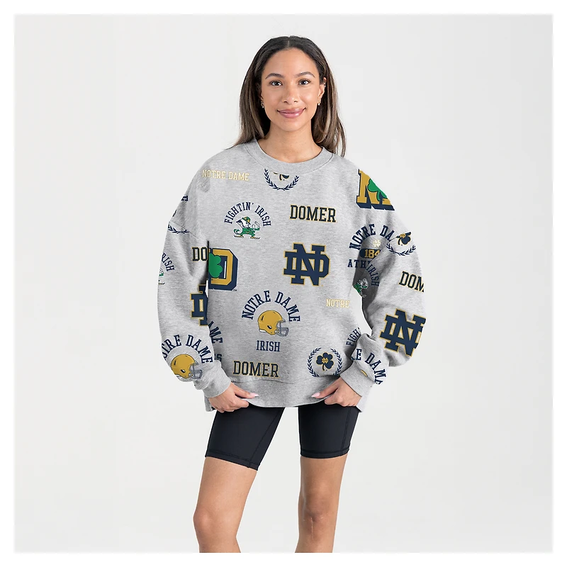 Women's Gameday Couture Gray Notre Dame Fighting Irish Always on Repeat Fleece Sweatshirt