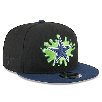 Men's New Era Black/Navy Dallas Cowboys Nickelodeon Slime 9FIFTY Snapback Hat