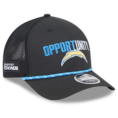 Men's New Era Black Los Angeles Chargers 2025 Inspire Change 9FORTY M-Crown Adjustable Hat