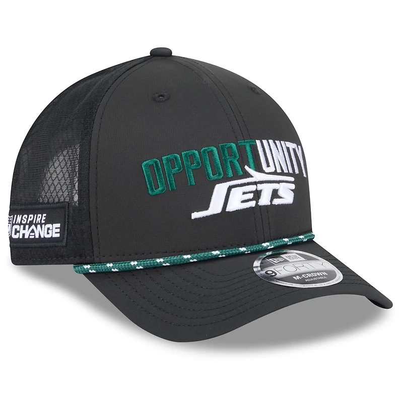 Men's New Era Black New York Jets 2025 Inspire Change 9FORTY M-Crown Adjustable Hat