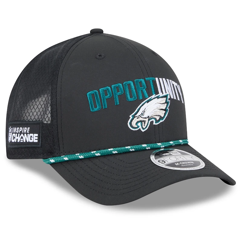 Men's New Era Black Philadelphia Eagles 2025 Inspire Change 9FORTY M-Crown Adjustable Hat