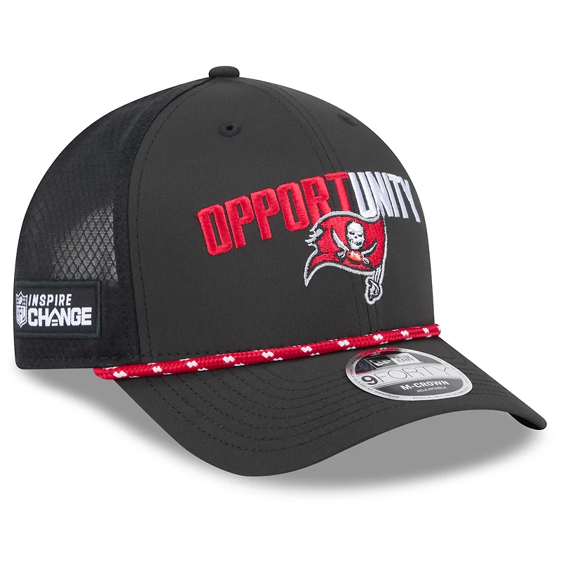 Men's New Era Black Tampa Bay Buccaneers 2025 Inspire Change 9FORTY M-Crown Adjustable Hat
