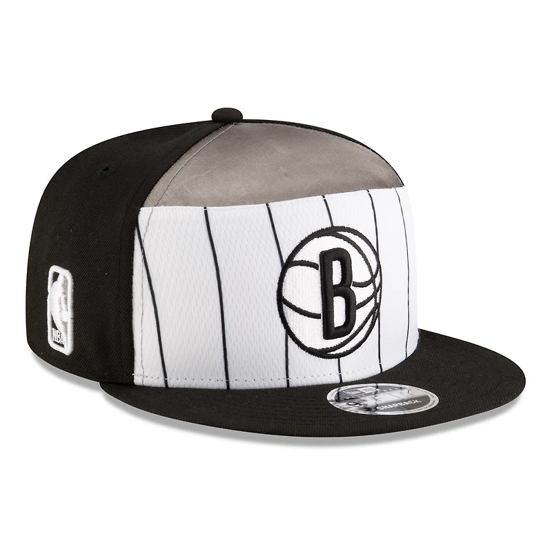 Men's New Era White/Black Brooklyn Nets 2025 NBA Tip Off Split Panel 9FIFTY Snapback Hat