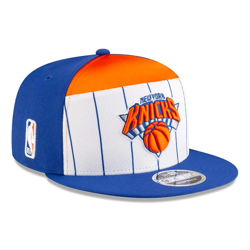 Men's New Era White/Blue New York Knicks 2025 NBA Tip Off Split Panel 9FIFTY Snapback Hat