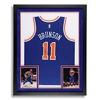 Jalen Brunson New York Knicks Autographed SM Deluxe Framed Blue Nike Icon Edition Swingman Jersey