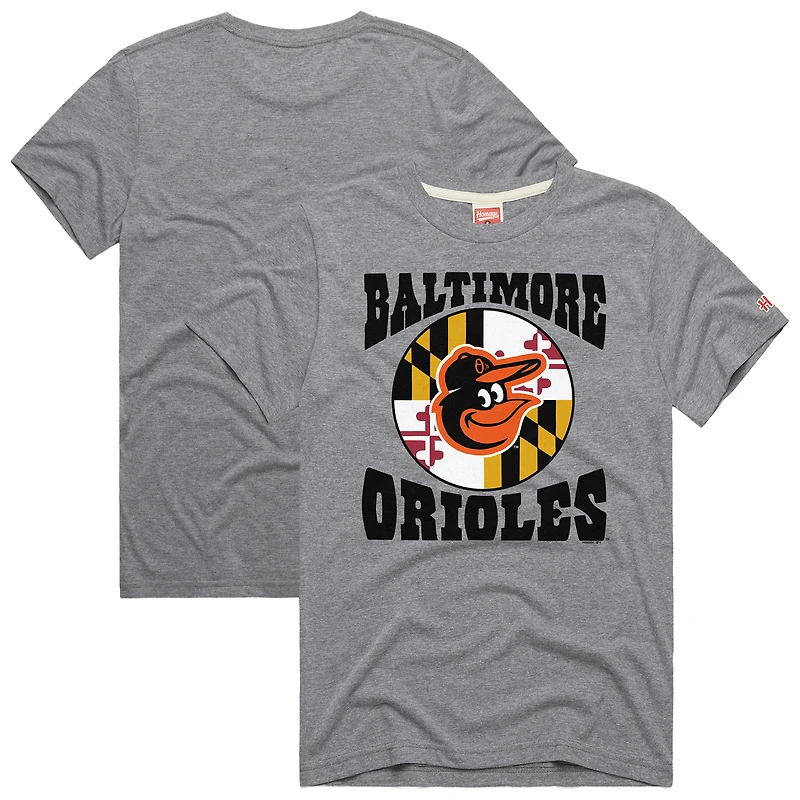 Men's Homage  Gray Baltimore Orioles Hyper Local Tri-Blend T-Shirt