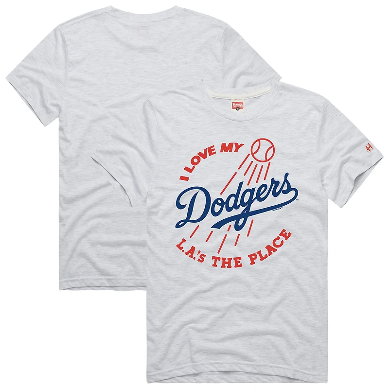 Men's Homage Ash Los Angeles Dodgers Hyper Local Tri-Blend T-Shirt