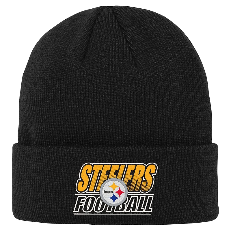 Youth Outerstuff Black Pittsburgh Steelers Team Gradient Cuffed Knit Hat