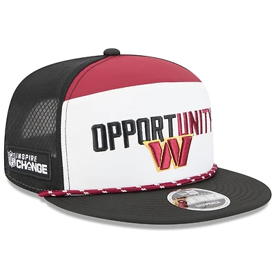 Men's New Era White/Black Washington Commanders 2025 Inspire Change Split Panel 9FIFTY Snapback Hat