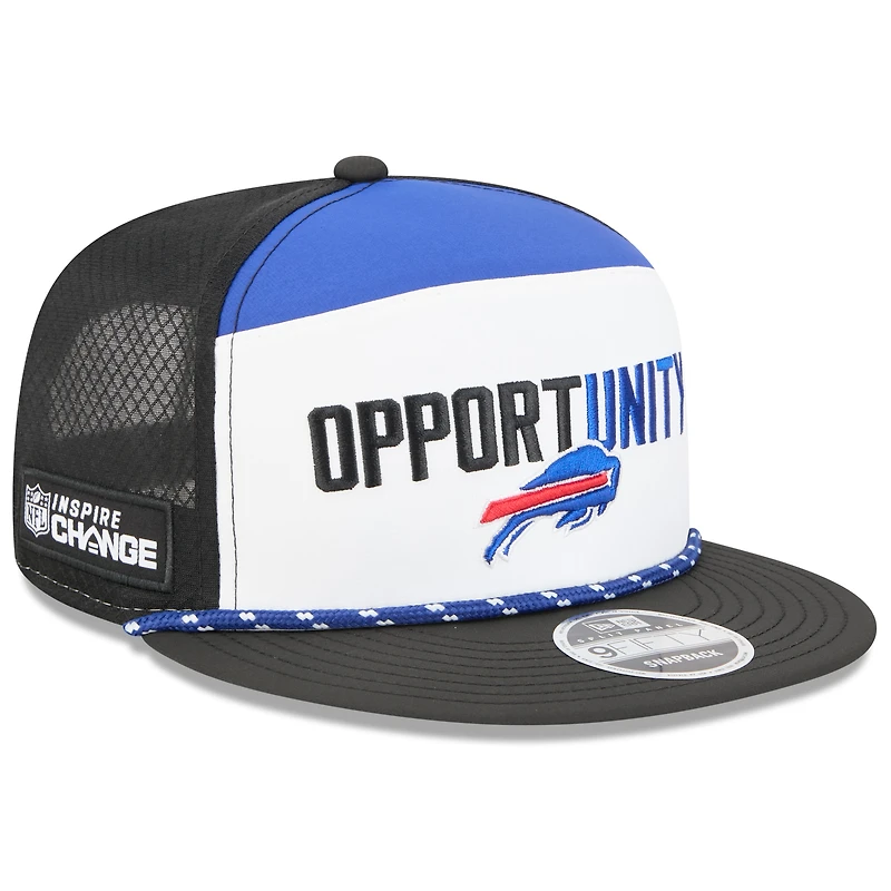 Men's New Era White/Black Buffalo Bills 2025 Inspire Change Split Panel 9FIFTY Snapback Hat