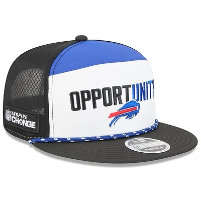 Men's New Era White/Black Buffalo Bills 2025 Inspire Change Split Panel 9FIFTY Snapback Hat
