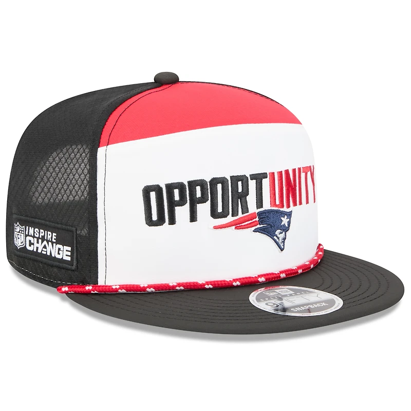 Men's New Era White/Black New England Patriots 2025 Inspire Change Split Panel 9FIFTY Snapback Hat