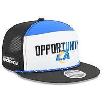 Men's New Era White/Black Los Angeles Rams 2025 Inspire Change Split Panel 9FIFTY Snapback Hat