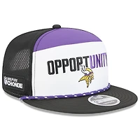 Men's New Era White/Black Minnesota Vikings 2025 Inspire Change Split Panel 9FIFTY Snapback Hat