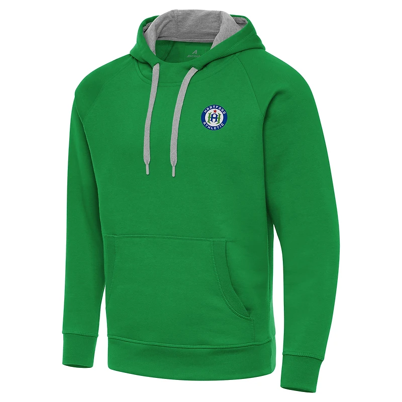 Men's Antigua  Forest Green Hartford Athletic Victory Raglan Pullover Hoodie