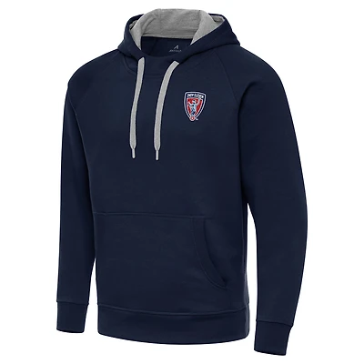 Men's Antigua  Navy Indy Eleven Victory Raglan Pullover Hoodie