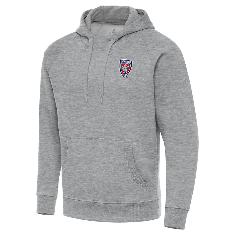 Men's Antigua  Heather Gray Indy Eleven Victory Raglan Pullover Hoodie
