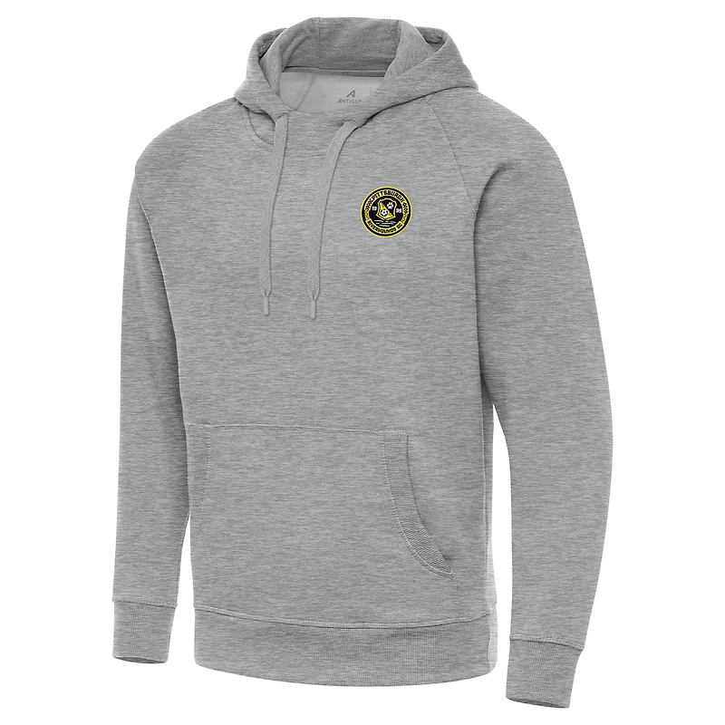 Men's Antigua  Heather Gray Pittsburgh Riverhounds SC Victory Raglan Pullover Hoodie