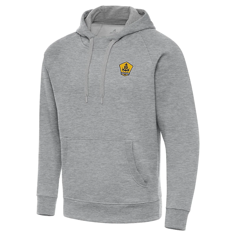 Men's Antigua  Heather Gray Rhode Island FC Victory Raglan Pullover Hoodie