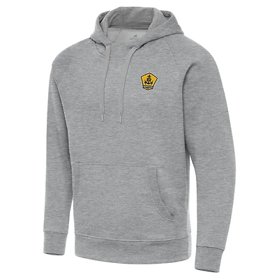 Men's Antigua Heather Gray Rhode Island FC Victory Raglan Pullover Hoodie