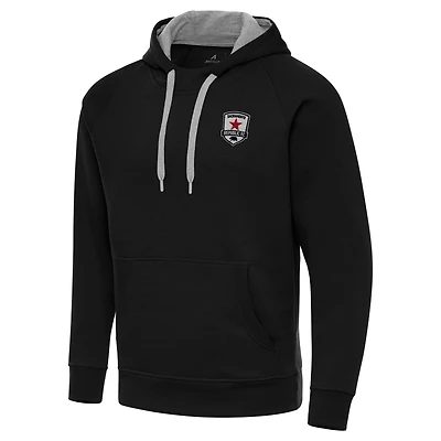 Men's Antigua Black Sacramento Republic FC Victory Raglan Pullover Hoodie
