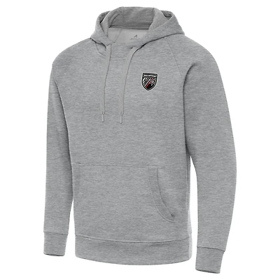 Men's Antigua Heather Gray San Antonio FC Victory Raglan Pullover Hoodie