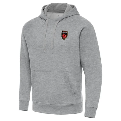 Men's Antigua Heather Gray Phoenix Rising FC Victory Raglan Pullover Hoodie