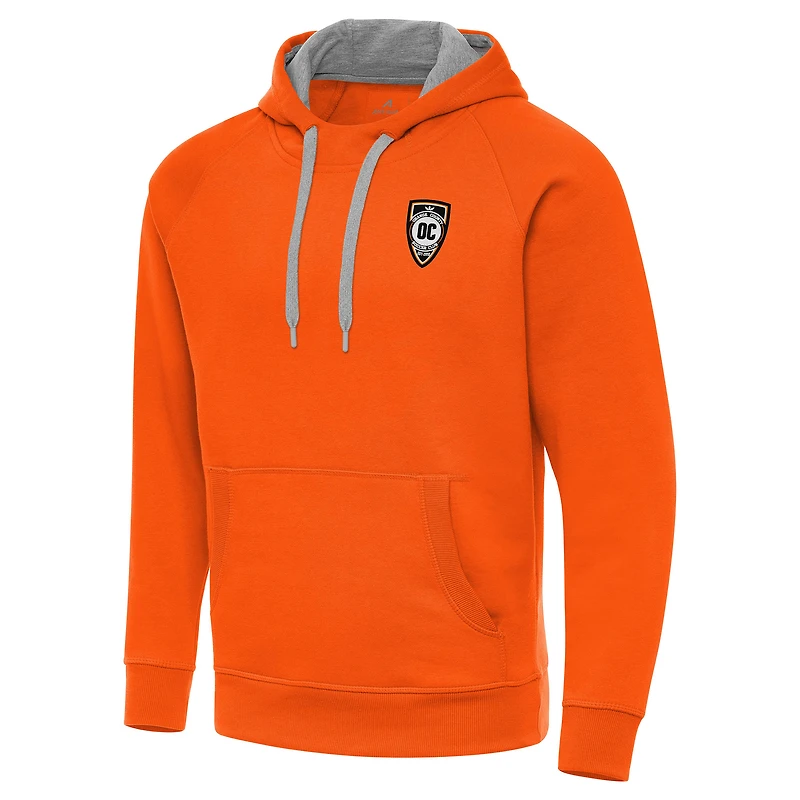 Men's Antigua  Orange Orange County SC Victory Raglan Pullover Hoodie